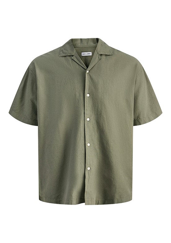 JACK JONES Jjebreeze - 12288594 Erkek Yeşil Keten Gömlek