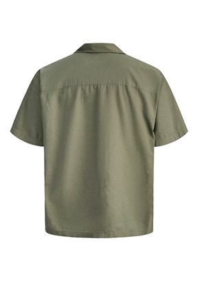 JACK JONES Jjebreeze - 12288594 Erkek Yeşil Keten Gömlek