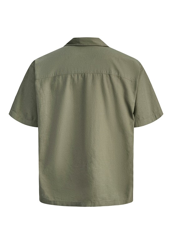 JACK JONES Jjebreeze - 12288594 Erkek Yeşil Keten Gömlek