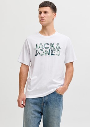 JACK JONES Beyaz Erkek Baskılı T-Shirt