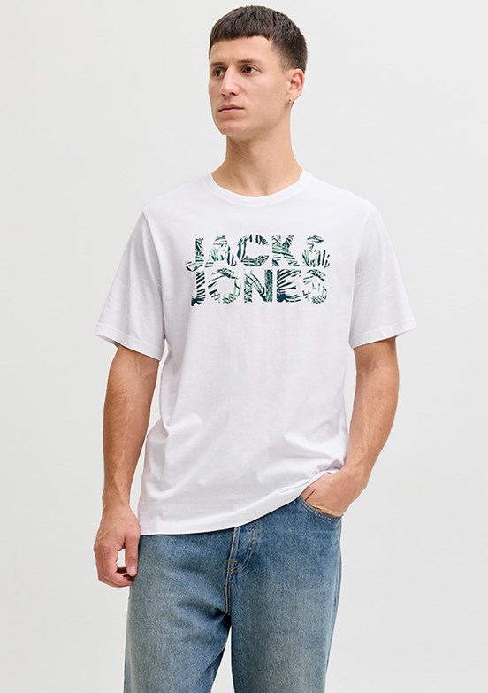 JACK JONES Beyaz Erkek Baskılı T-Shirt