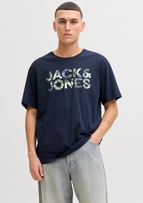 JACK JONES Mavi Erkek Baskılı T-Shirt