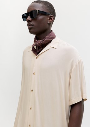 JACK JONES Jjejeff Resort Solid - 12288852 Erkek Bej Kısa Kol Gömlek