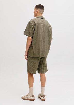 JACK JONES Jjetyson Resort - 12289457 Erkek Yeşil Keten Gömlek