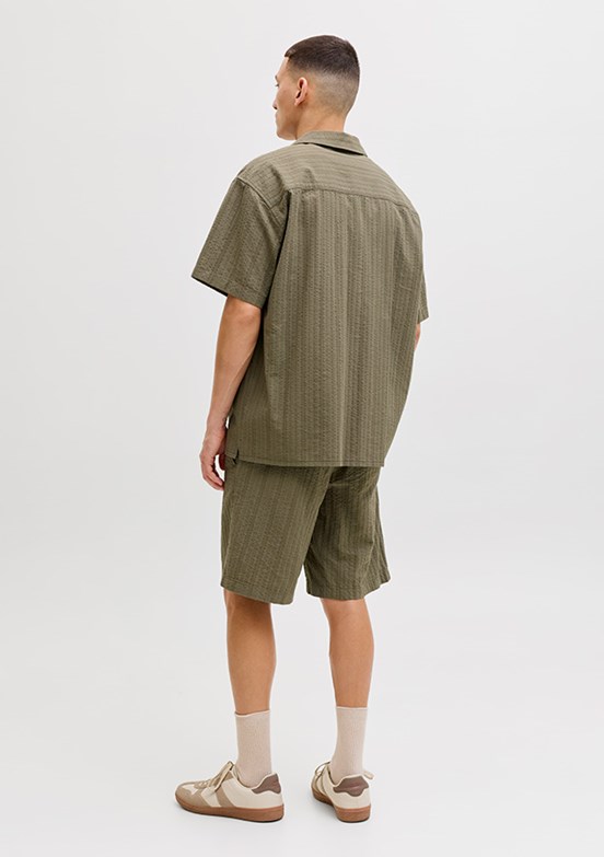 JACK JONES Jjetyson Resort - 12289457 Erkek Yeşil Keten Gömlek
