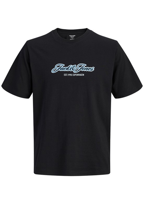 JACK JONES Jorcatskılls - 12297893 Erkek Siyah Bisiklet Yaka T-Shirt