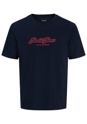JACK JONES Jorcatskılls - 12297893 Erkek Lacivert Bisiklet Yaka T-Shirt