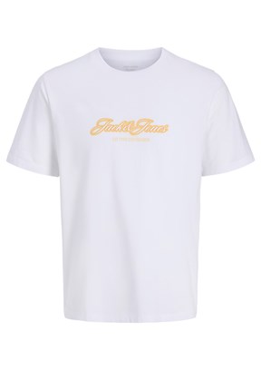 JACK JONES Jorcatskılls - 12297893 Erkek Beyaz Bisiklet Yaka T-Shirt