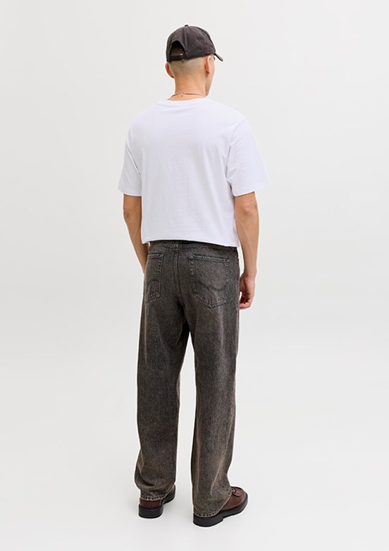 JACK JONES Jorcatskılls - 12297891 Erkek Beyaz  Bisiklet Yaka T-Shirt