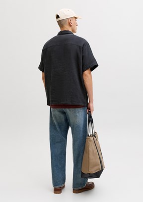 JACK JONES Jornantucket Double Cloth - 12291812 Erkek Siyah Baskılı Ceket