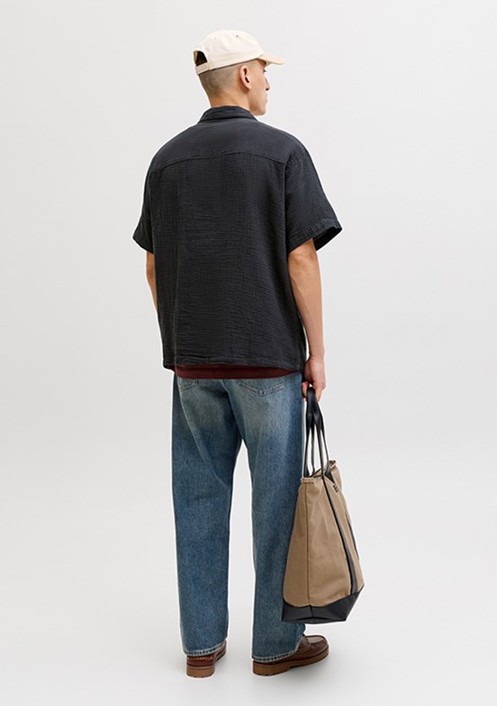JACK JONES Jornantucket Double Cloth - 12291812 Erkek Siyah Baskılı Ceket