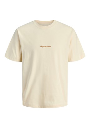 JACK JONES Jornorrebro - 12282892 Erkek Bej Bisiklet Yaka  T-Shirt