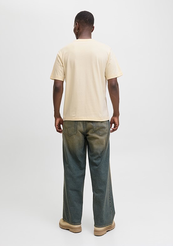 JACK JONES Jornorrebro - 12282892 Erkek Bej Bisiklet Yaka  T-Shirt