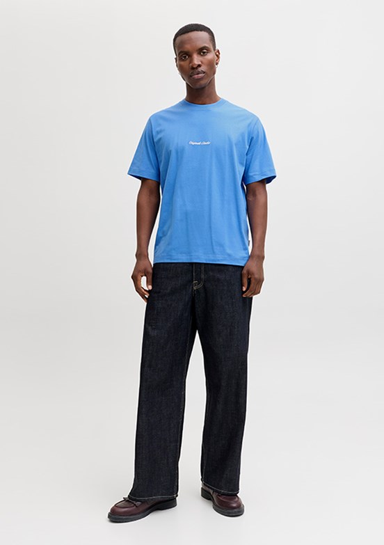 JACK JONES Jornorrebro - 12282892 Erkek Mavi Bisiklet Yaka  T-Shirt