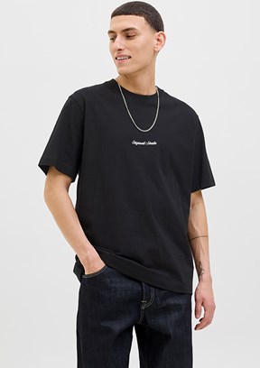 JACK JONES Jornorrebro - 12282892 Erkek Siyah Bisiklet Yaka  T-Shirt