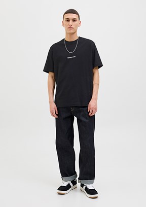 JACK JONES Jornorrebro - 12282892 Erkek Siyah Bisiklet Yaka  T-Shirt