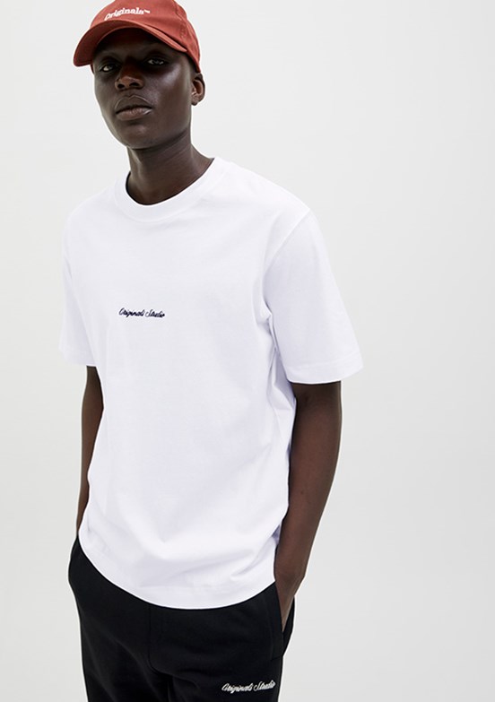 JACK JONES Jornorrebro - 12282892 Erkek  Beyaz  Bisiklet Yaka  T-Shirt