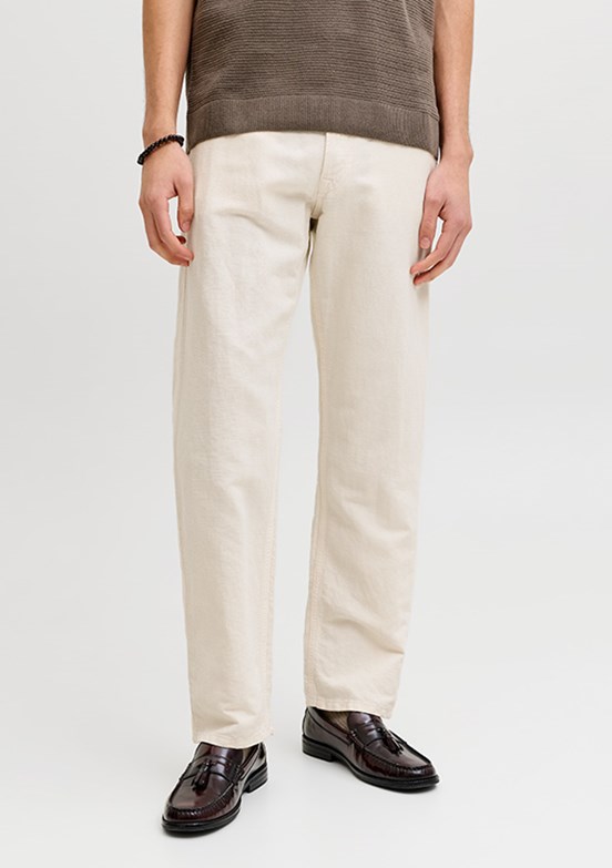 JACK JONES Jpstchrıs Orıgınal - 12293296 Erkek Krem Keten Pantolon