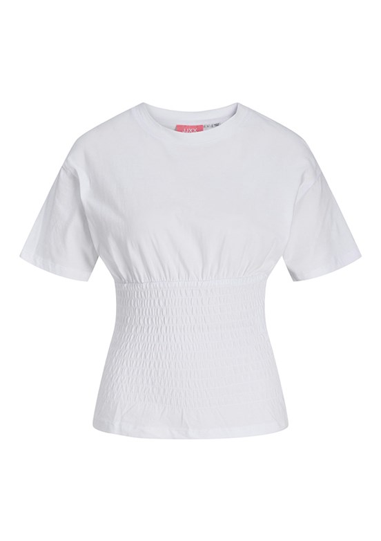 JJXX Beyaz Kadın Bisiklet Yaka T-Shirt