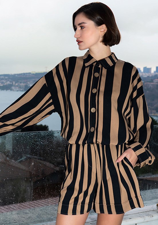 VİENETTA PLUS - 3114512923 Kadın Siyah Şortlu Pijama Takımı