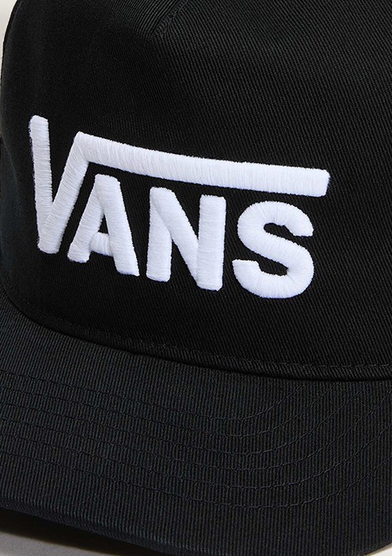 VANS Drop V Logo Snapback - VN000QAHBLK1 Unisex Siyah Baskılı Şapka