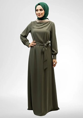 ARMİNE -  26YT904 Kadın Haki  Uzun Elbise