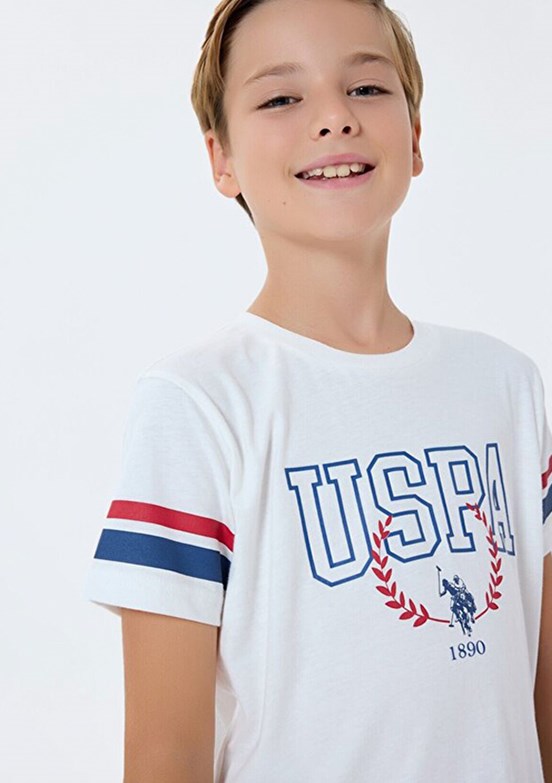 US POLO ASSN Beyaz Erkek Çocuk Pijama Takımı