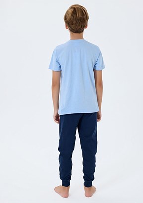 US POLO ASSN - US2410-G Erkek Çocuk Mavi Pijama Takımı