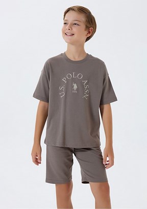 US POLO ASSN Bej Erkek Çocuk Pijama Takımı