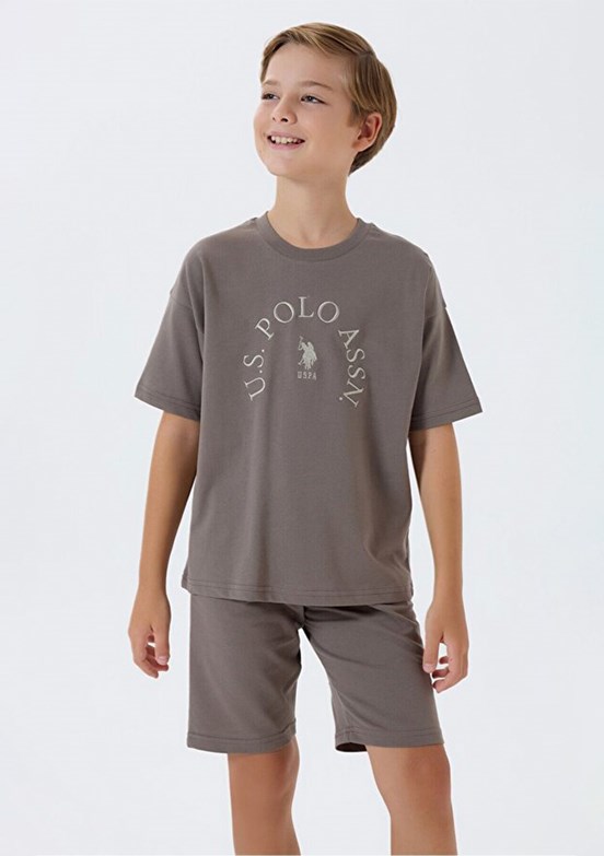 US POLO ASSN Bej Erkek Çocuk Pijama Takımı