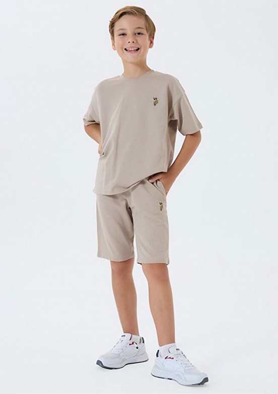 US POLO ASSN Bej Erkek Çocuk Pijama Takımı