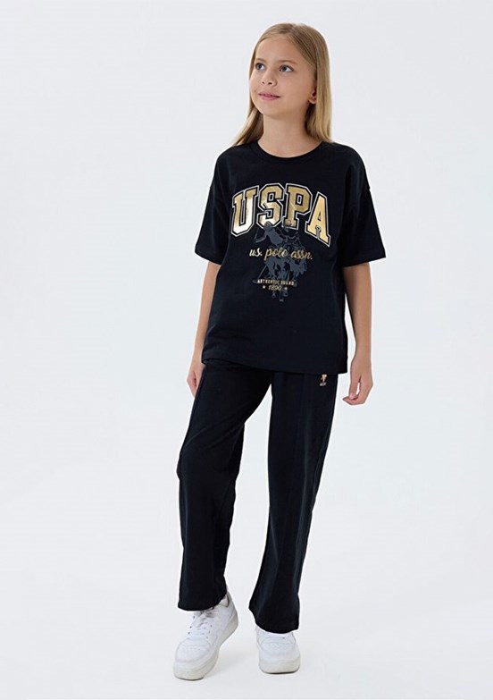 US POLO ASSN Siyah Kız Çocuk Eşofman Takımı