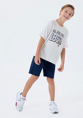 US POLO ASSN Bej Erkek Çocuk Pijama Takımı