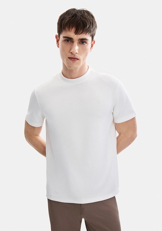 BACKANDBOND - BTS1006700000 Erkek Beyaz Basic T-Shirt
