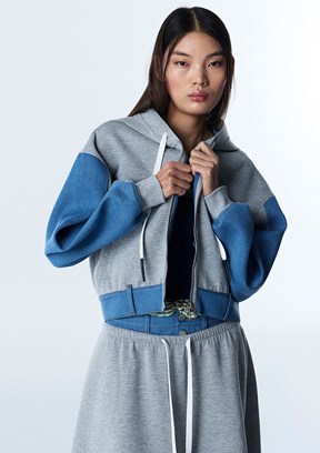 TWİST Gri Melanj Kadın Kapüşonlu Sweatshirt