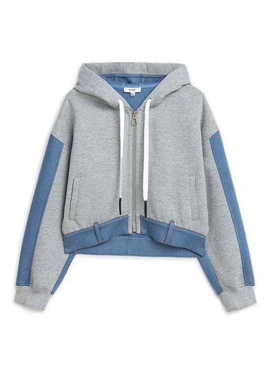 TWİST Gri Melanj Kadın Kapüşonlu Sweatshirt