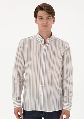 US POLO ASSN Erkek Bej Uzun Kol Gömlek