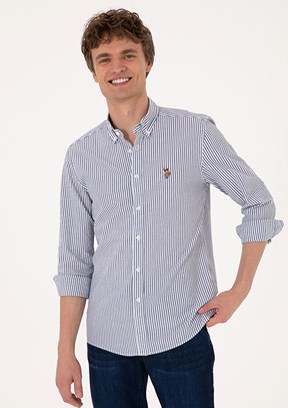 US POLO ASSN Erkek Lacivert Uzun Kol Gömlek