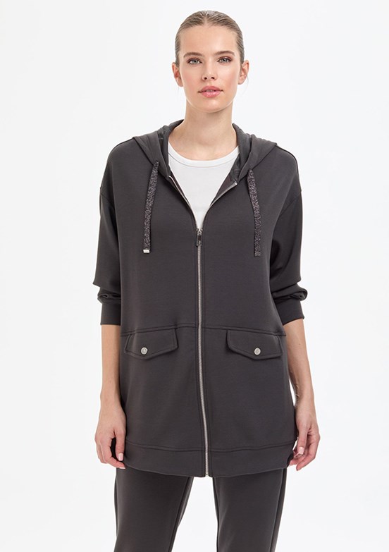 PİERRE CARDİN Kadın Antrasit Örme Sweatshirt