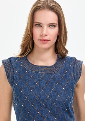 PİERRE CARDİN Kadın Mavi Denim Elbise