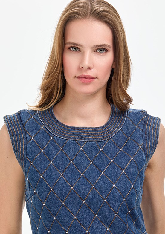 PİERRE CARDİN Kadın Mavi Denim Elbise