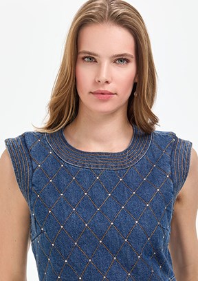 PİERRE CARDİN Kadın Mavi Denim Elbise