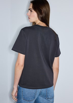 İPEKYOL Antrasit Kadın Baskılı T-Shirt