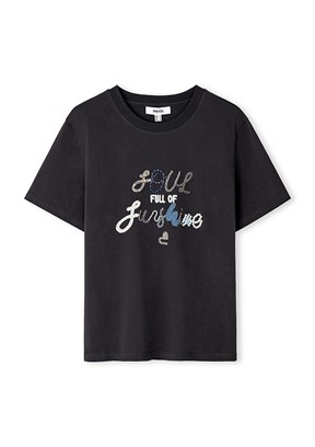 İPEKYOL Antrasit Kadın Baskılı T-Shirt