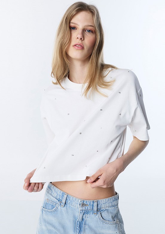 TWİST Ekru Kadın Baskılı T-Shirt
