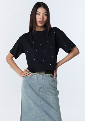 TWİST Siyah Kadın Baskılı T-Shirt