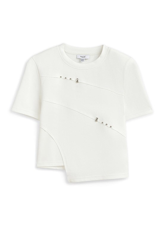 TWİST Ekru Kadın Basic T-Shirt