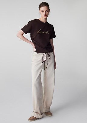 İPEKYOL - IS1260070045 Kadın Kahverengi Baskılı T-Shirt