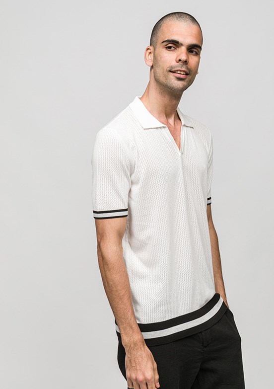 JOHNNY JOE - JOE34020 Erkek Beyaz Polo Yaka T-Shirt