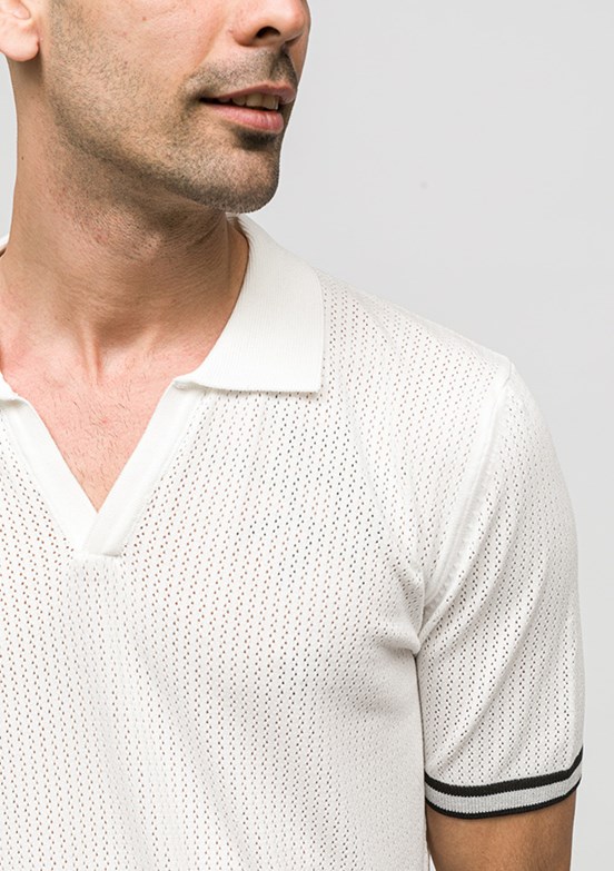 JOHNNY JOE - JOE34020 Erkek Beyaz Polo Yaka T-Shirt